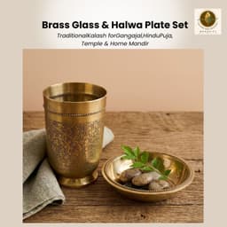 BRASSIFYL Handcrafted Brass Tumbler & Serving Bowl Set | Engraved Brass Drinkware & Dining Set | Traditional Indian Tableware