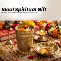BRASSIFYL Handcrafted Brass Tumbler & Serving Bowl Set | Engraved Brass Drinkware & Dining Set | Traditional Indian Tableware