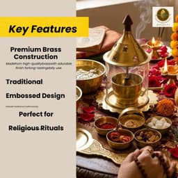 BRASSIFYL Premium Brass Pooja Set | Handcrafted Brass Diya, Incense Holder, Kalash & Puja Accessories | Traditional Indian Home Temple Décor