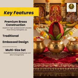 BRASSIFYL Handcrafted Brass Kalash Set | Traditional Decorative Pooja Kalash for Home & Festive Décor