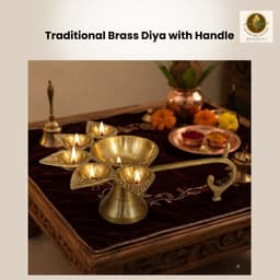 BRASSIFYL Handcrafted Brass Multi-Wick Diya Aarti Lamp