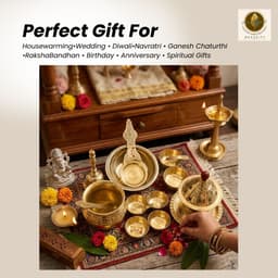 BRASSIFYL Premium Brass Pooja Thali Set – Traditional Indian Puja Samagri & Worship Accessories Set