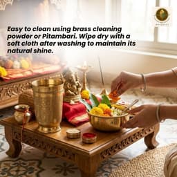 BRASSIFYL Handcrafted Brass Drinking Glass & Water Bowl Set | Traditional Engraved Brass Glass for Home, Pooja & Gifting
