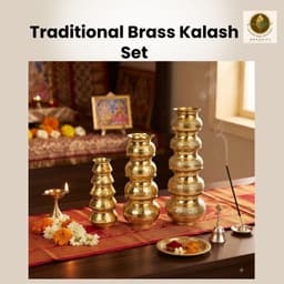 BRASSIFYL Handcrafted Brass Kalash Set | Traditional Decorative Panchapatra Kalash for Pooja, Temple & Home Décor