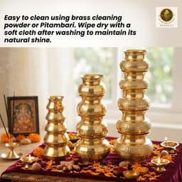 BRASSIFYL Handcrafted Brass Kalash Set | Traditional Decorative Panchapatra Kalash for Pooja, Temple & Home Décor