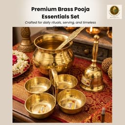 BRASSIFYL Premium Brass Pooja Essentials Set | Traditional Brass Puja Thali & Kalash Set with Bowls, Spoon & Bell