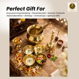 BRASSIFYL Premium Brass Pooja Essentials Set | Traditional Brass Puja Thali & Kalash Set with Bowls, Spoon & Bell