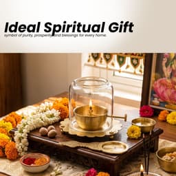 Brassifyl Pure Brass Oil Lamp with Glass Cloche | Traditional Brass Diya for Home Décor, Puja & Meditation