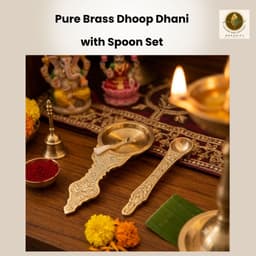 Brassifyl Brass Pooja Spoon Set | Traditional Embossed Puja Samagri Spoons for Kumkum, Rice, Ghee & Hindu Rituals