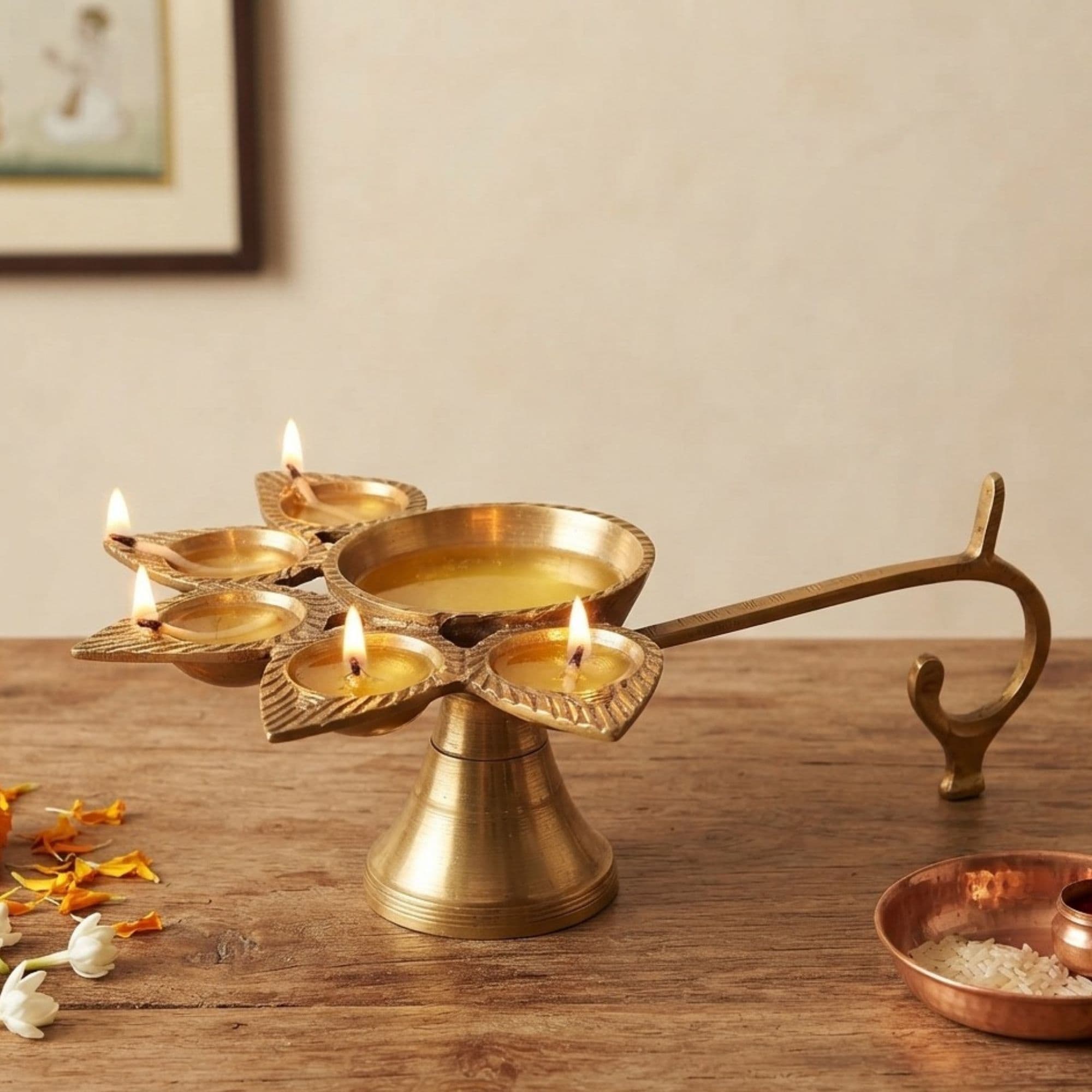 Brassify Handcrafted Brass Multi-Wick Diya