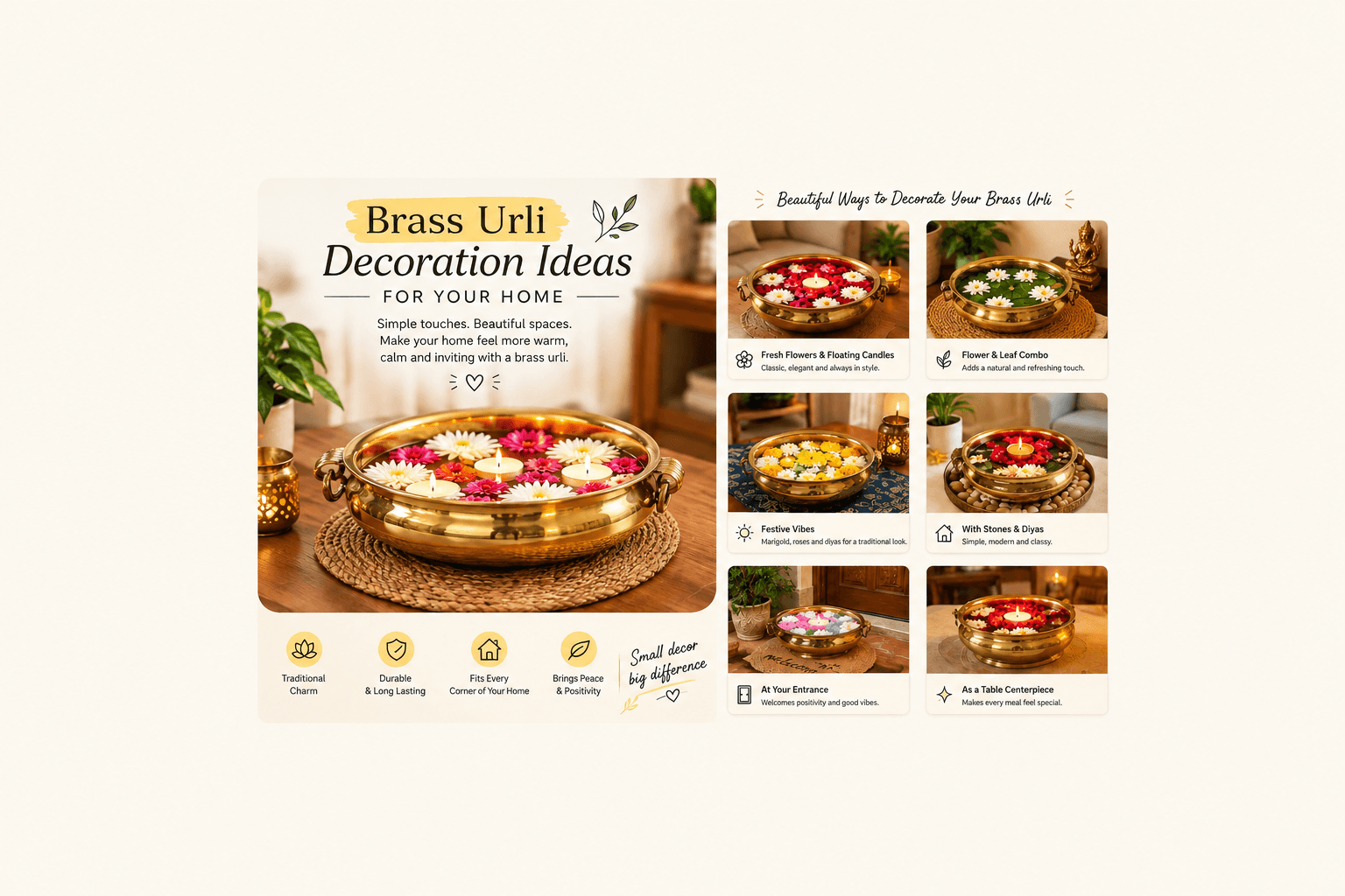 Brass Urli Decoration Ideas for Your Home