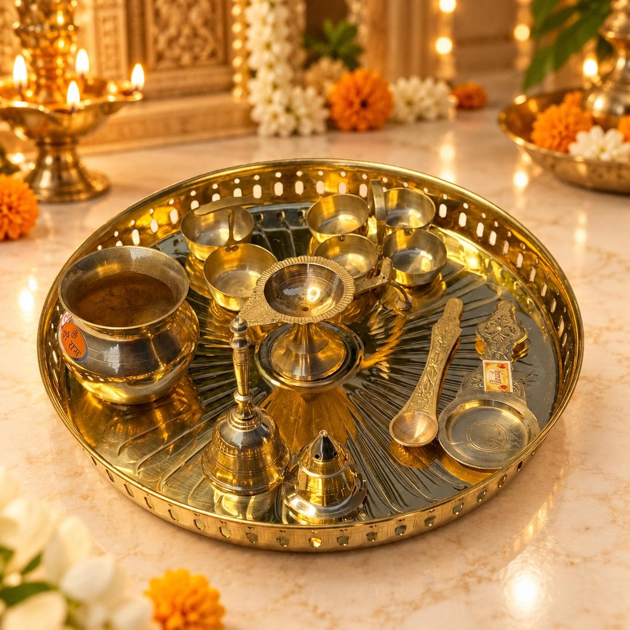Brass Premium Pooja Thali Set