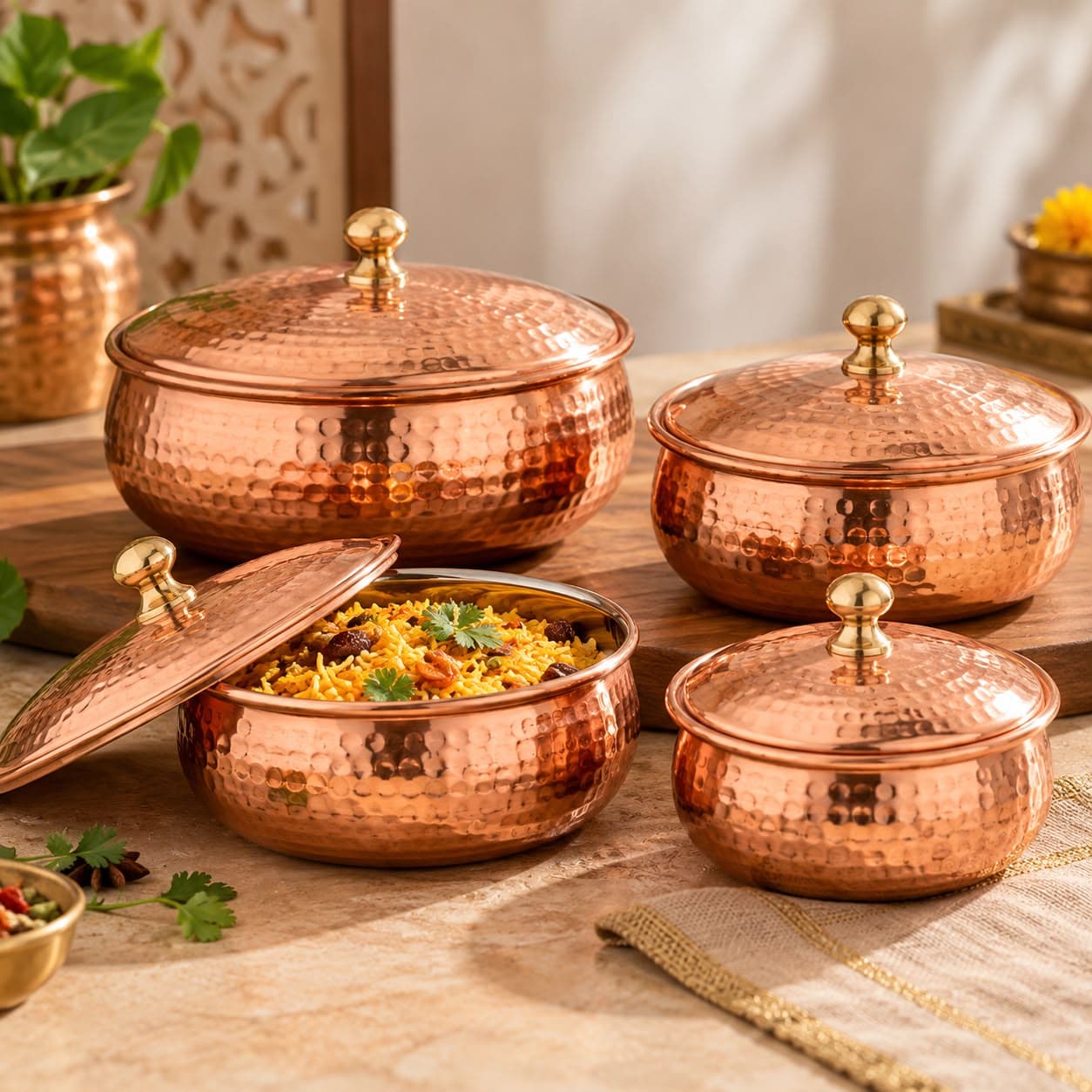 Handcrafted Hammered Copper Serving Bowl