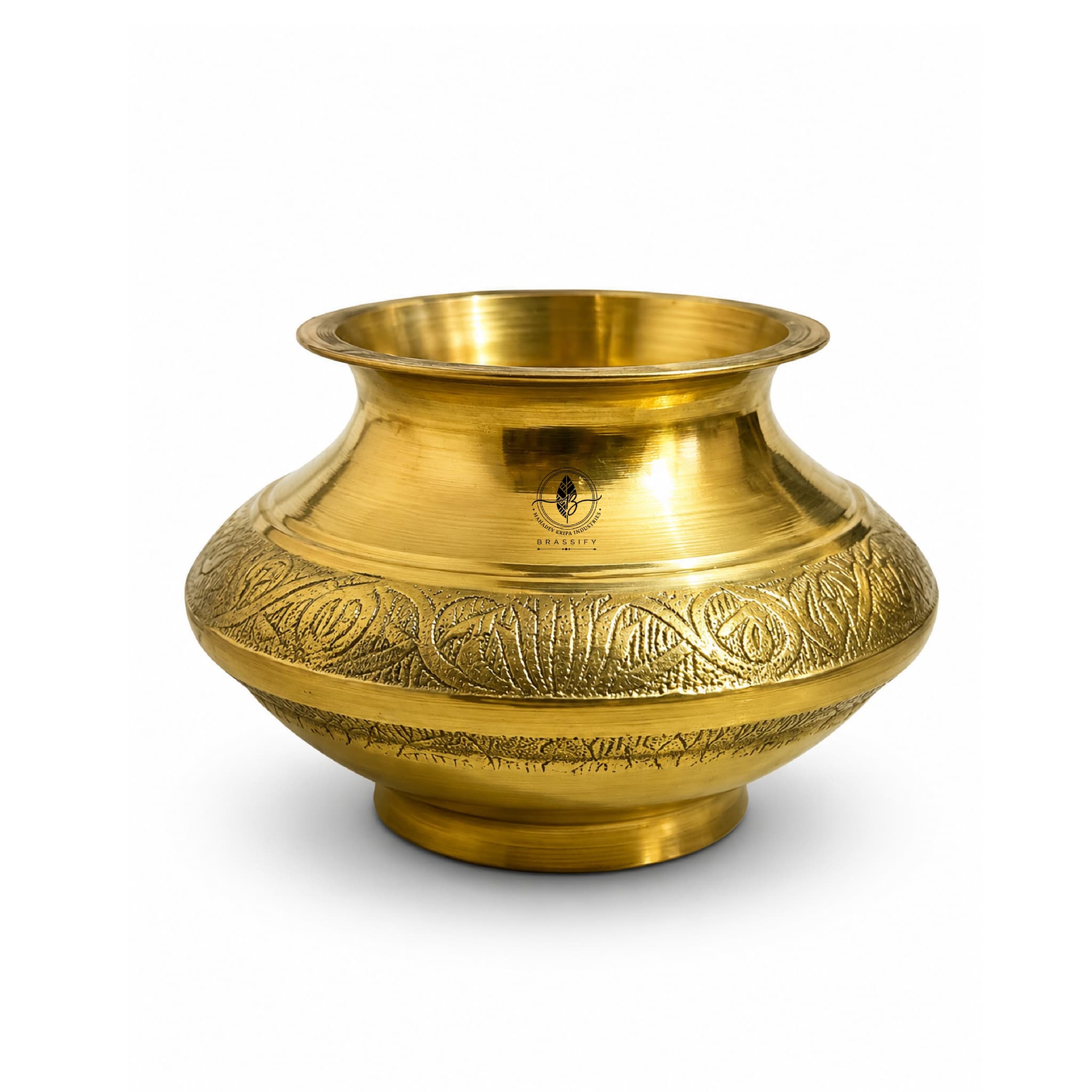Brassify Pure Brass Pooja Lota (Kalash) | 100% Handmade Brass Kalash for Pooja, Temple & Home Decor